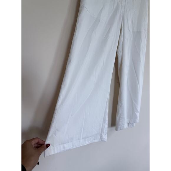 current CLUB MONACO white linen blend lightweight cropped culotte wide leg pants - Picture 7 of 12